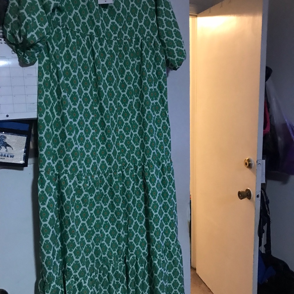 NWT Made with love dress labe S boho color green